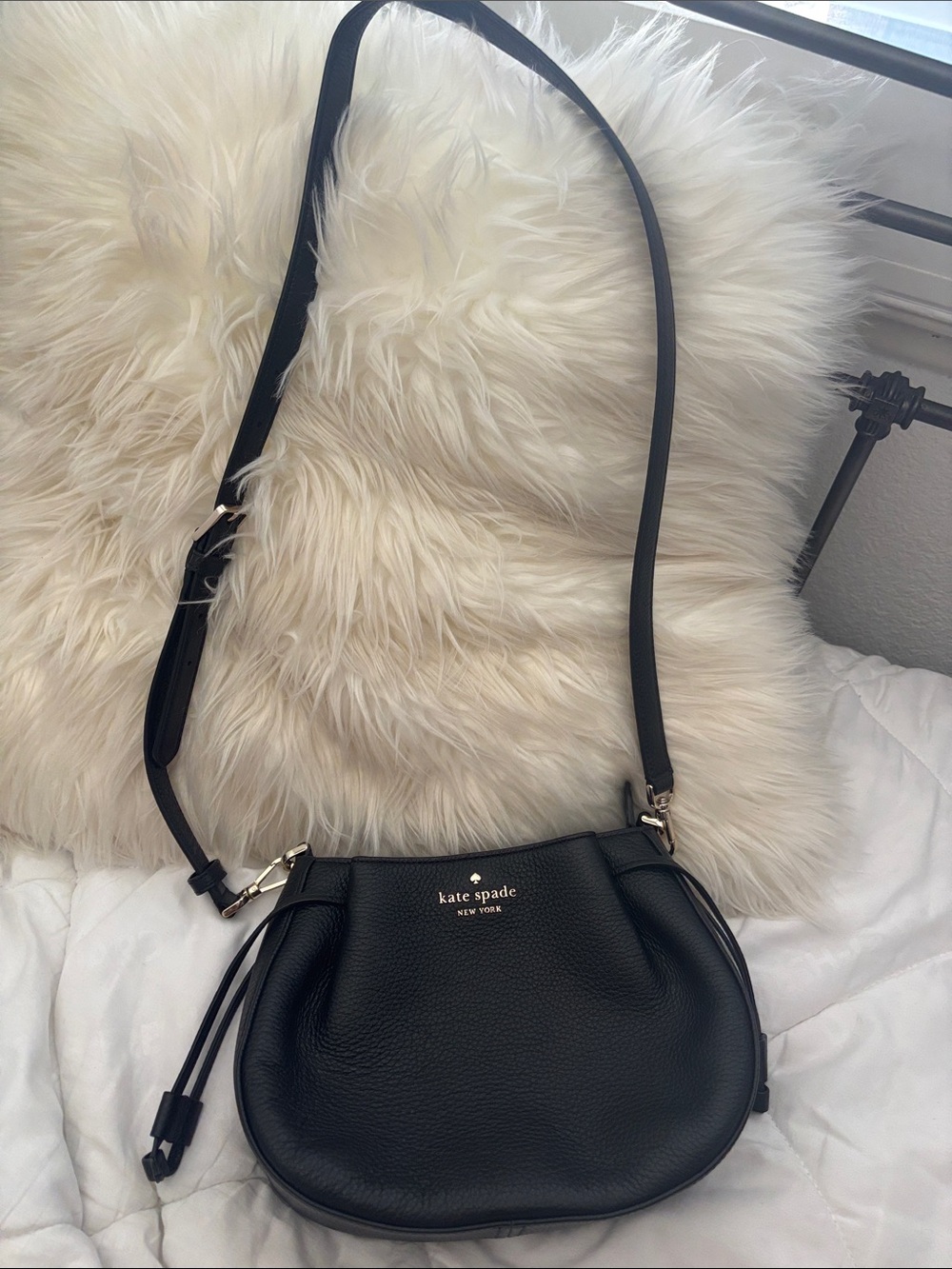kate spade Black Pebbled Leather Small Crossbody Bag with Gold-Tone Hardware